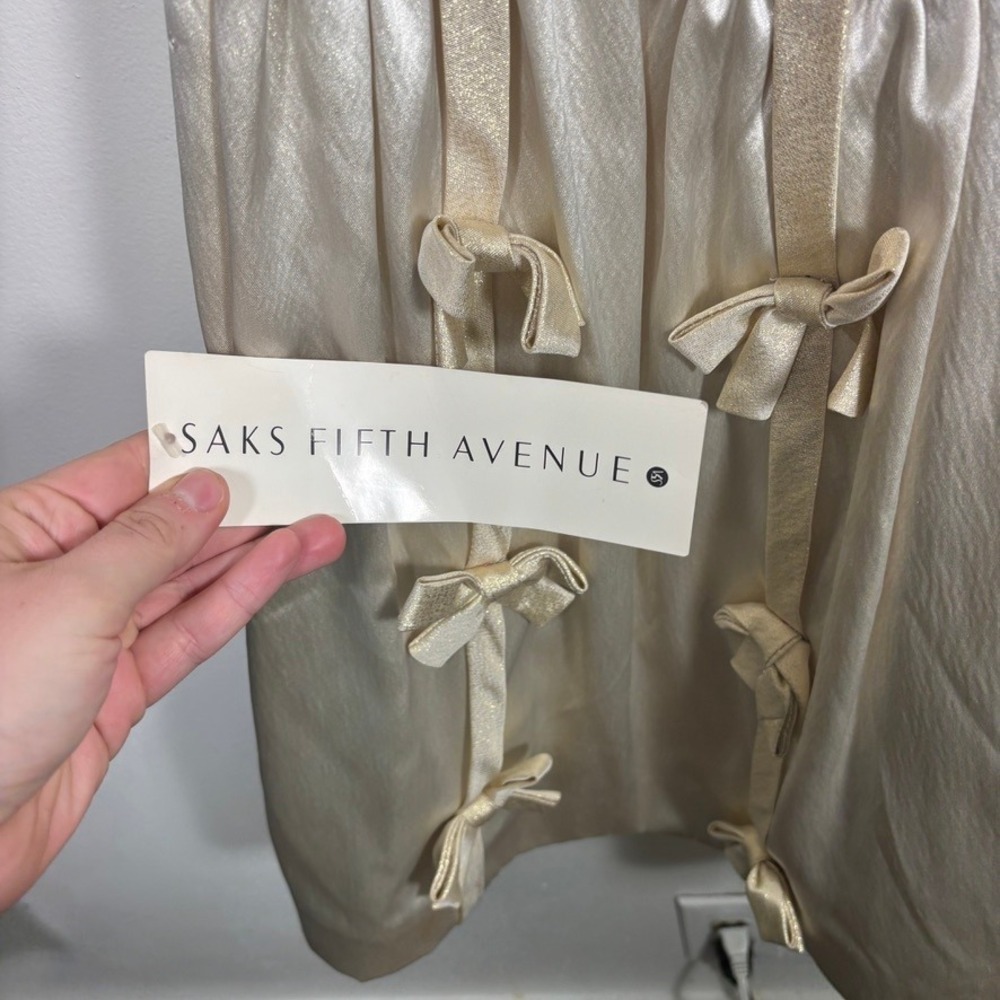 Deadstock 80s Saks L.K.L. by Lawrence Kurtz Mini Dress Sz 4 Gold Bow Cocktail - Picture 3 of 12